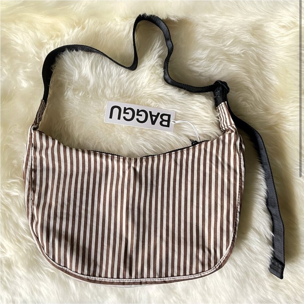 Baggu Medium Crescent Bag - Brown Stripe